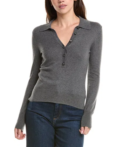 L'agence Sterling Collared Silk-blend Sweater In Gray