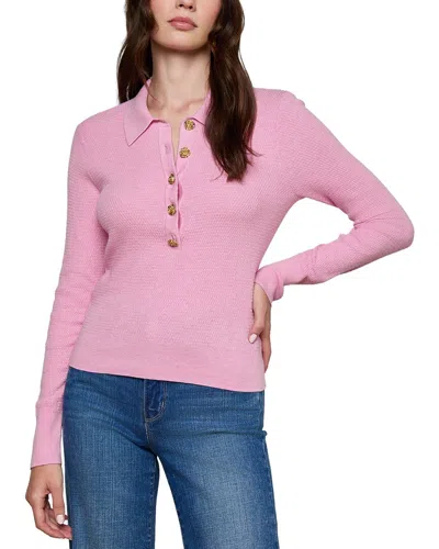 L'agence Sterling Jewel Button Collar Silk-blend Sweater In Pink