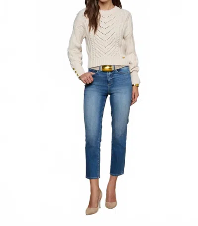 L'agence Storm Cable Knit Sweater In Ivory/gold In Neutral
