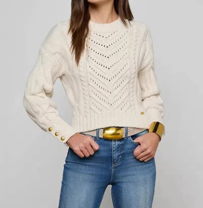 L'agence Storm Cable Knit Sweater In Ivory/gold In Neutral