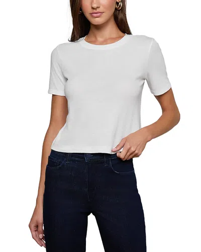 L'agence Stormy Short-sleeve Crop Tee In White