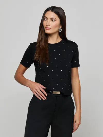 L'agence Stormy Embellished Tee In Black