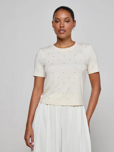 L'agence Stormy Embellished Tee In White