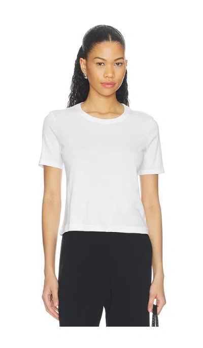 L'agence Stormy Short Sleeve Crop Crew Neck Tee In White
