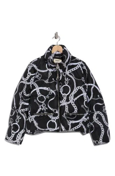 L'agence Stowe Chain Print Puffer In Black