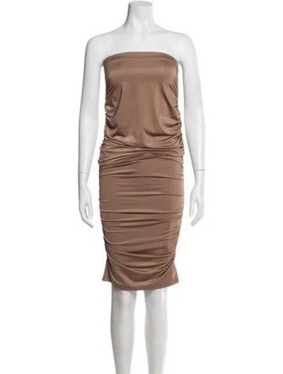 Pre-owned L'agence Strapless Knee-length Dress W/ Tags In Brown