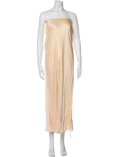 Pre-owned L'agence Strapless Midi Length Dress In Neutral