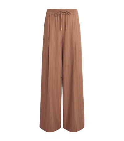 L'agence Stripe Connie Wide-leg Trousers In Brown