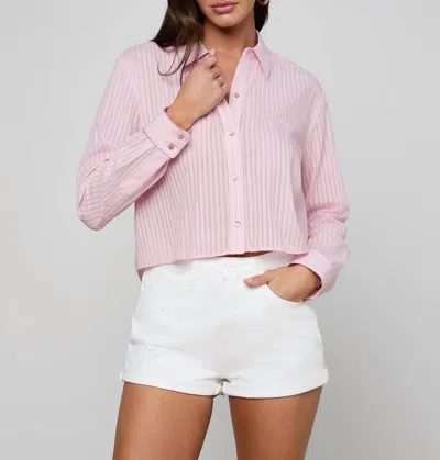 L'agence Stripe Cosette Crop Shirt In Pink