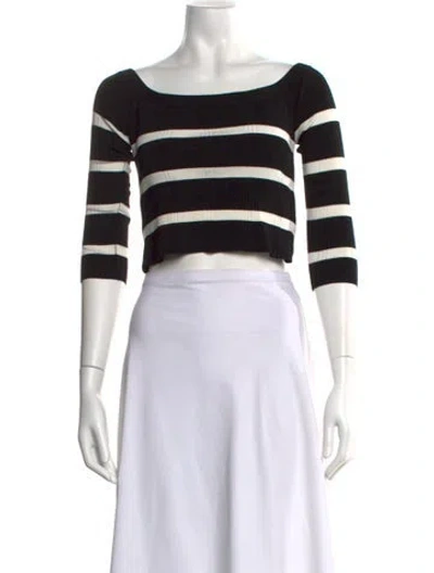 Pre-owned L'agence Striped Bateau Neckline Crop Top In Multi