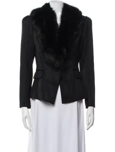 Pre-owned L'agence Striped Blazer In Black