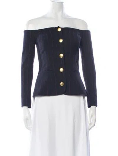 Pre-owned L'agence Striped Blazer In Blue