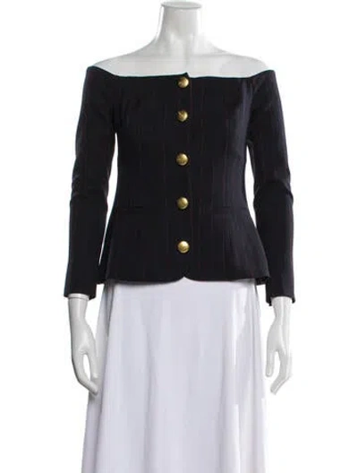 Pre-owned L'agence Striped Blazer In Blue