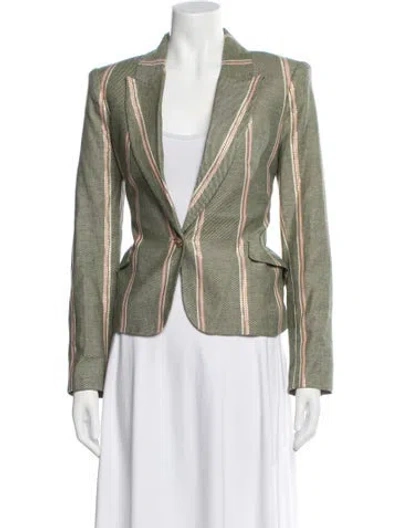 Pre-owned L'agence Striped Blazer W/ Tags In Green