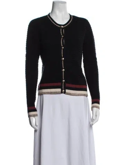 Pre-owned L'agence Striped Crew Neck Sweater In Black