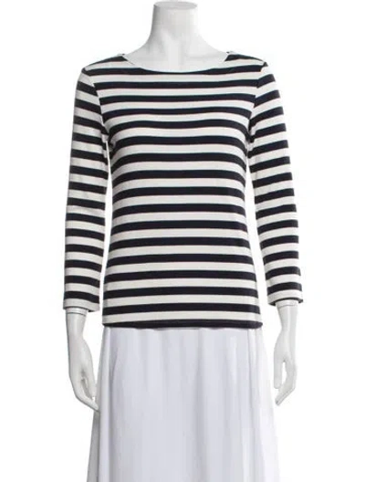Pre-owned L'agence Striped Crew Neck Sweater In White