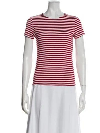 Pre-owned L'agence Striped Crew Neck T-shirt In Red