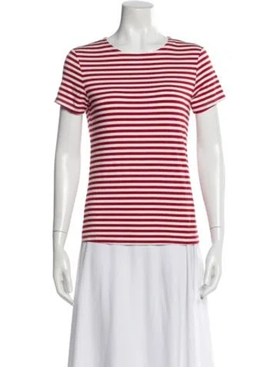 Pre-owned L'agence Striped Crew Neck T-shirt In Red