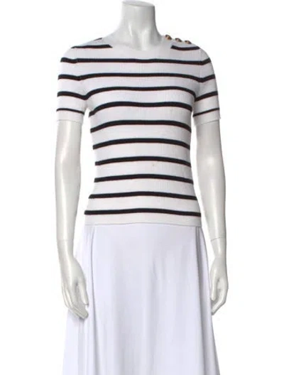 Pre-owned L'agence Striped Crew Neck T-shirt In White