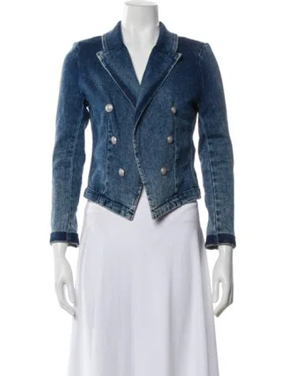 Pre-owned L'agence Striped Denim Jacket In Blue