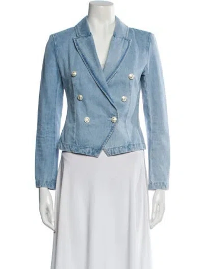 Pre-owned L'agence Striped Denim Jacket In Blue