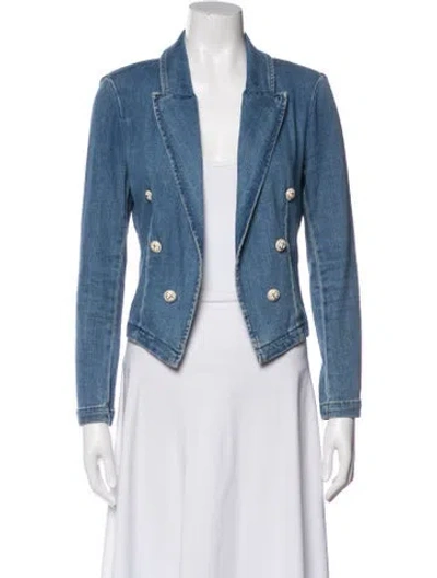 Pre-owned L'agence Striped Denim Jacket In Blue