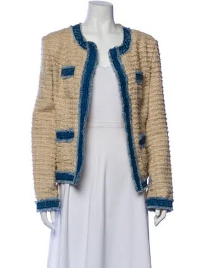 Pre-owned L'agence Striped Evening Jacket In Neutral