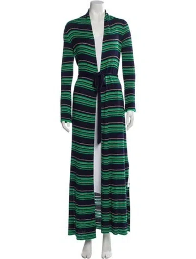 Pre-owned L'agence Striped Glitter Accents Robe In Blue