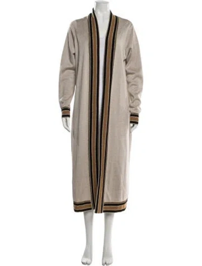Pre-owned L'agence Striped Glitter Accents Robe In Neutrals