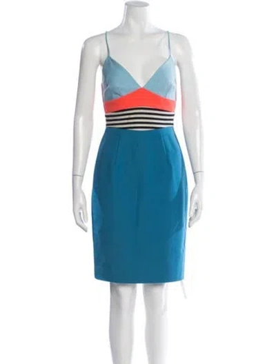 Pre-owned L'agence Striped Knee-length Dress In Blue