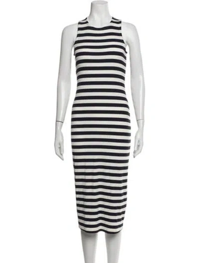 Pre-owned L'agence Striped Knee-length Dress In White