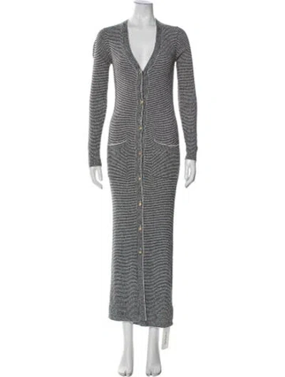 Pre-owned L'agence Striped Long Dress In Black