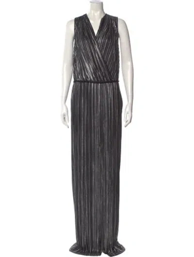 Pre-owned L'agence Striped Long Dress In Black