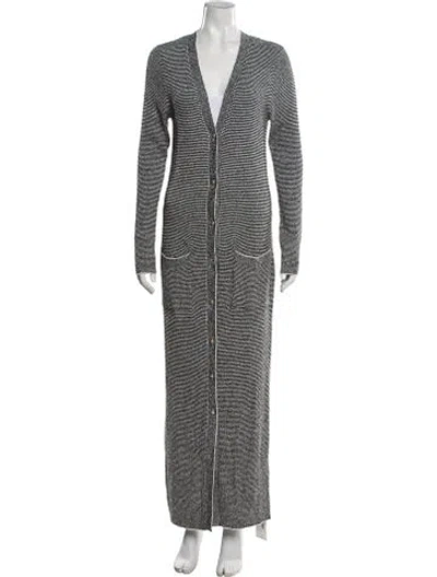 Pre-owned L'agence Striped Long Dress In Black