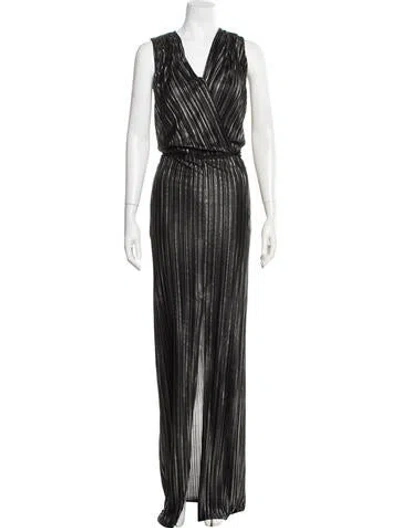 Pre-owned L'agence Striped Long Dress In Black