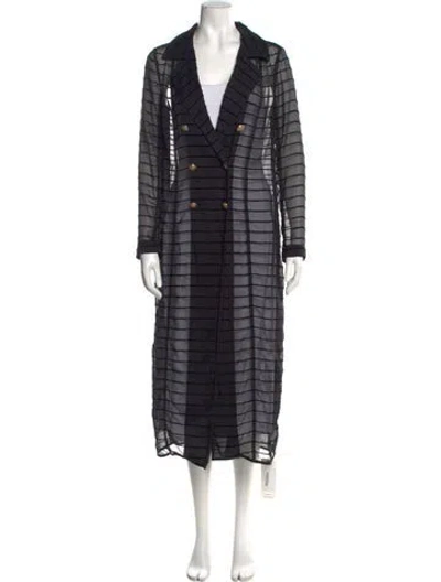 Pre-owned L'agence Striped Long Dress In Black