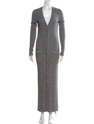 Pre-owned L'agence Striped Long Dress In Black