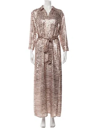Pre-owned L'agence Striped Long Dress In Pink