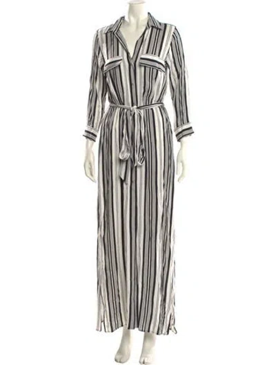 Pre-owned L'agence Striped Long Dress In White