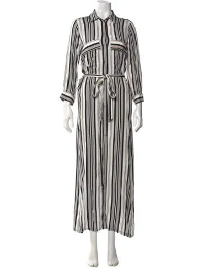 Pre-owned L'agence Striped Long Dress In White
