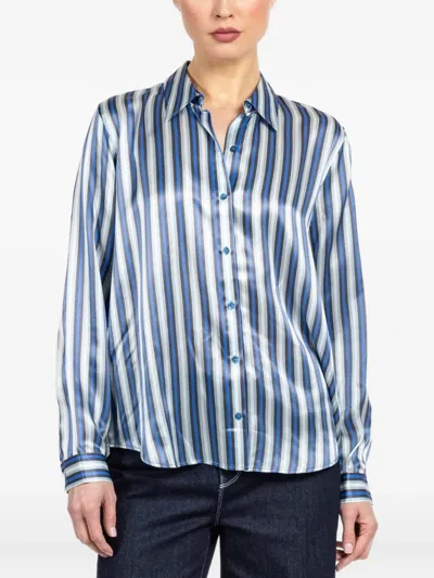 L'agence Striped Long-sleeve Blouse In Blue