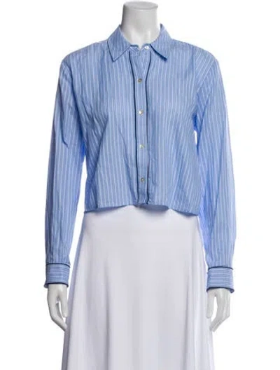 Pre-owned L'agence Striped Long Sleeve Blouse In Blue