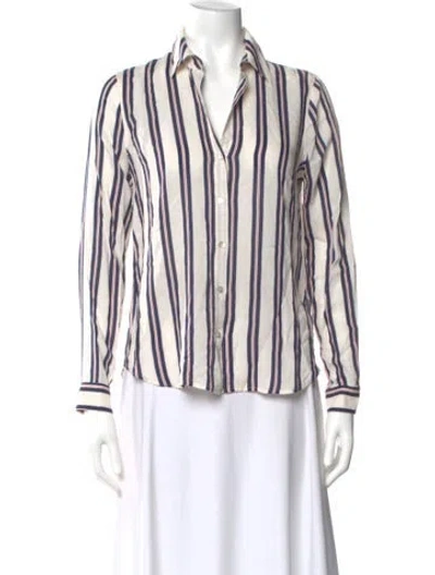 Pre-owned L'agence Striped Long Sleeve Blouse In Neutral