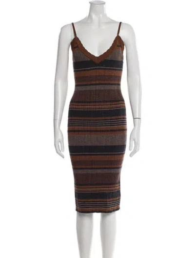 Pre-owned L'agence Striped Midi Length Dress