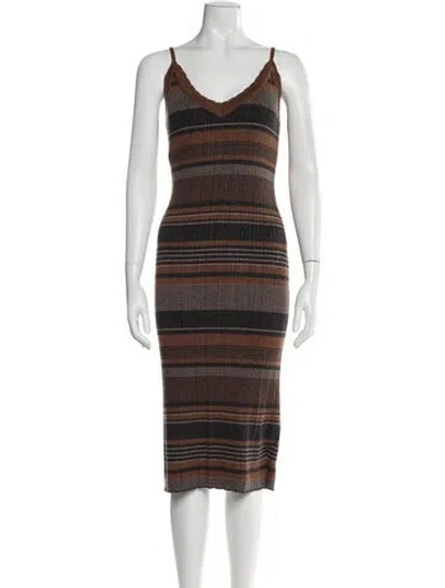 Pre-owned L'agence Striped Midi Length Dress