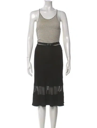 Pre-owned L'agence Striped Midi Length Dress In Black