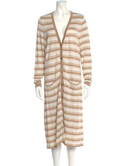 Pre-owned L'agence Striped Midi Length Dress In Brown