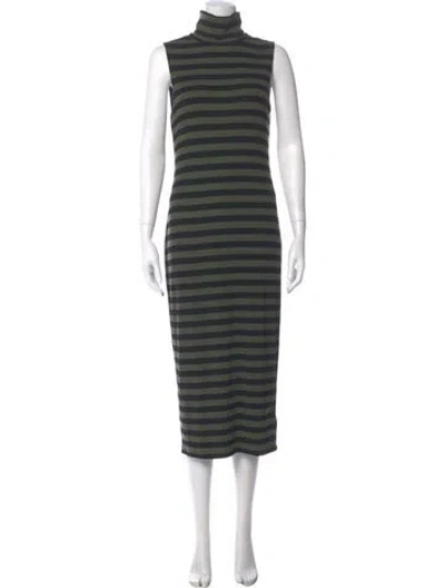 Pre-owned L'agence Striped Midi Length Dress In Green