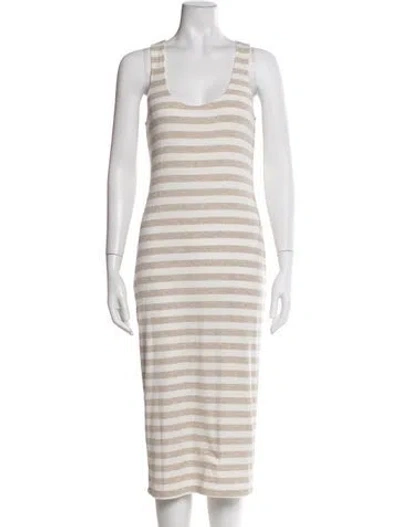 Pre-owned L'agence Striped Midi Length Dress In Neutral