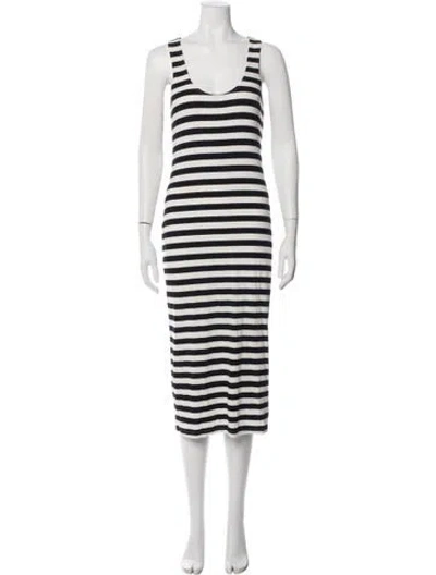 Pre-owned L'agence Striped Midi Length Dress In White
